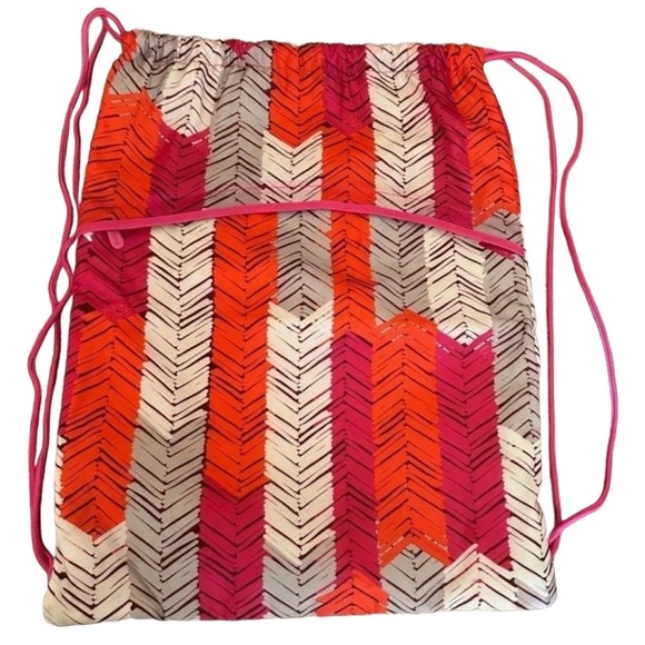 THIRTY-ONE ~ Multi-colored herringbone print canvas gym bag front pocket - Picture 2 of 5